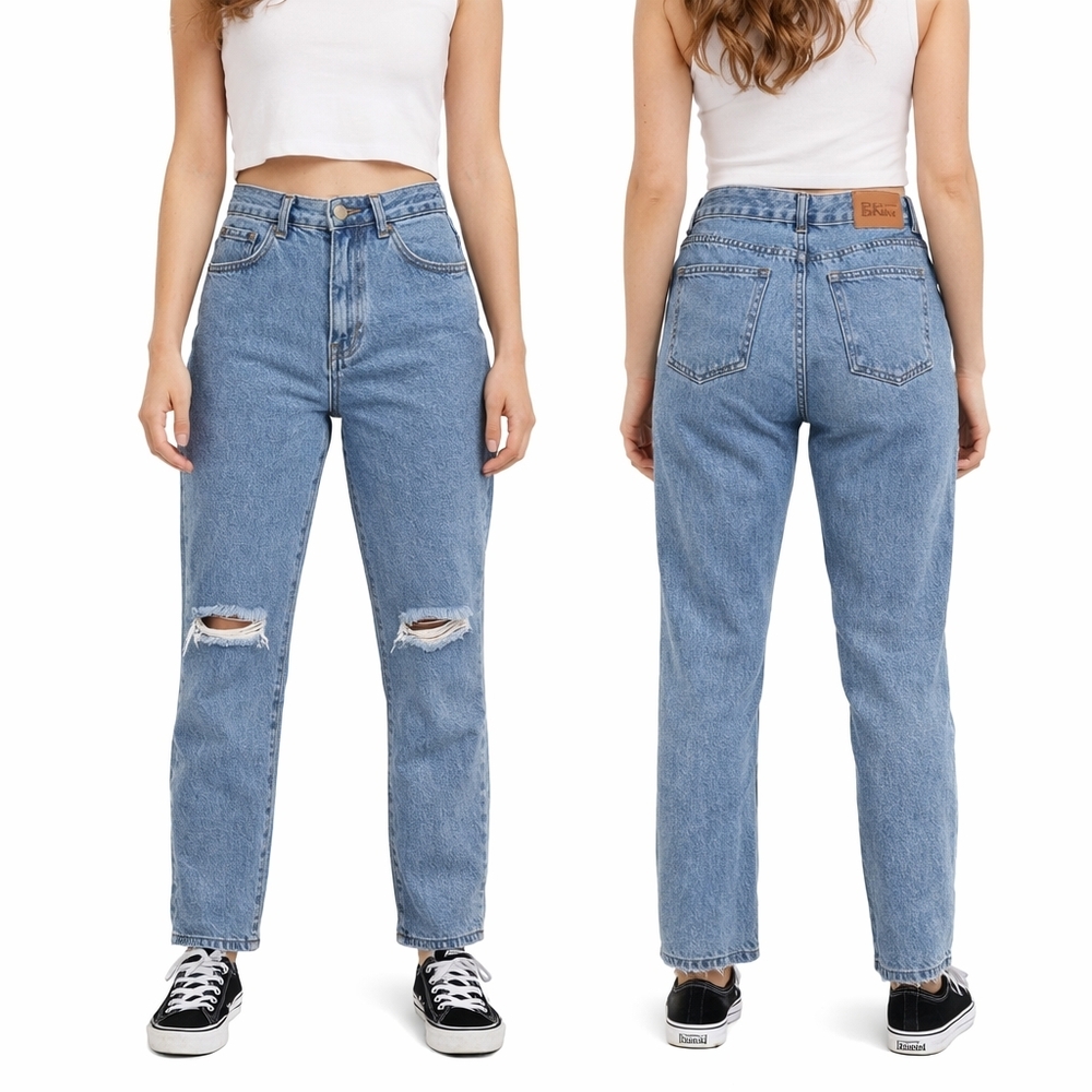 PRINCESS POLLY Womens High Rise Jeans Size 6 Blue Distressed Y2K Retro